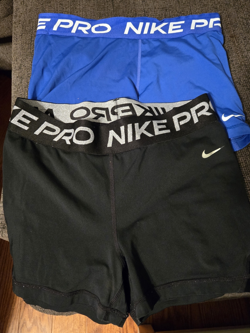 Nike Pro Women's Athletic Compression Shorts — Black and Blue